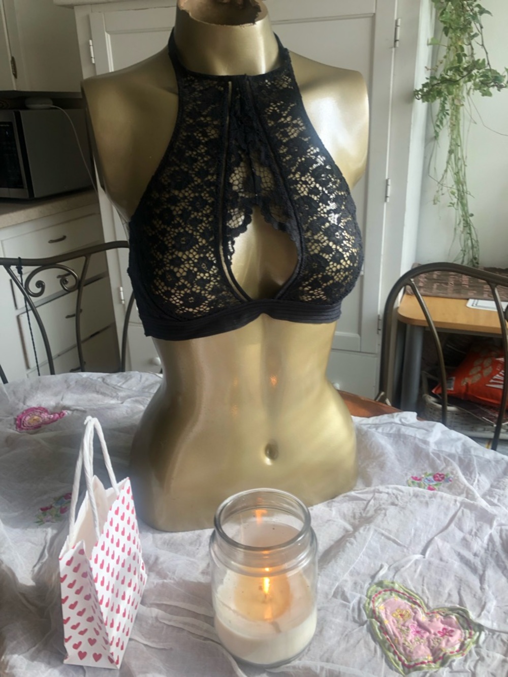 Victoria's Secret Black Lace Halter Bralette